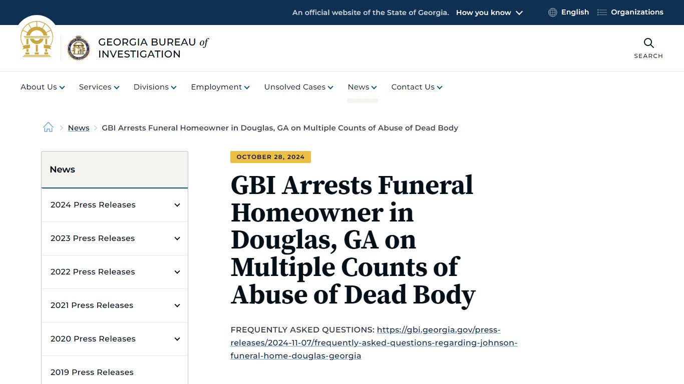 GBI Arrests Funeral Homeowner in Douglas, GA on Multiple Counts of ...